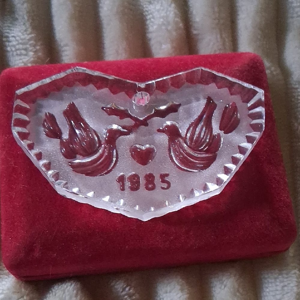 Vintage Waterford Crystal Heart Ornament with Doves